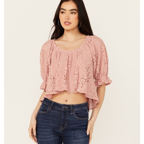 Free People Stacey Lace Crop Top - Picture 1 of 8